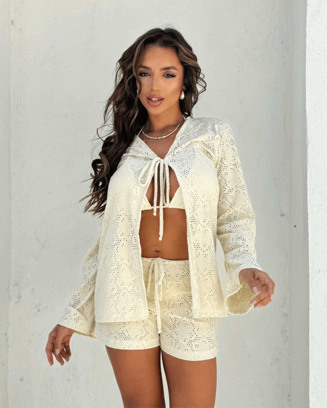 Conjunto Palm Beach Cream 2 peças